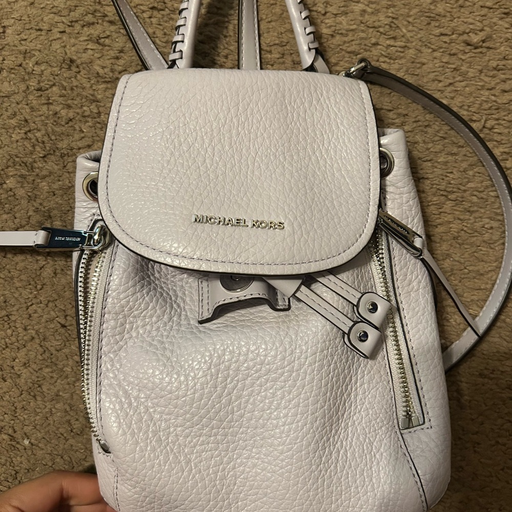 Michael Kors Light Gray Leather Backpack